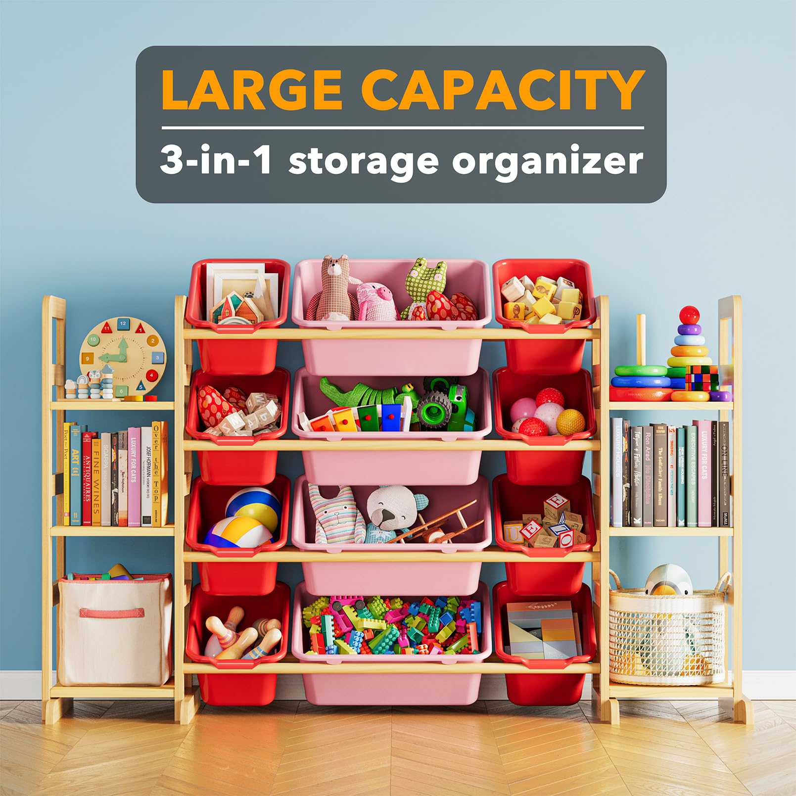 SpaceAid large bins organize oversized toys for easy sorting and quick retrieval.