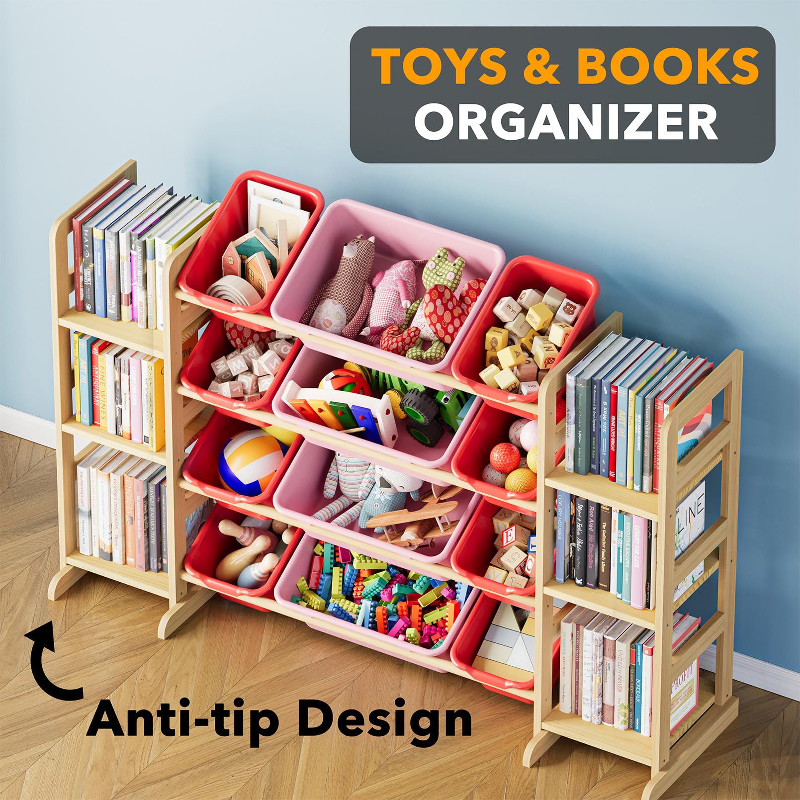 SpaceAid small bins store tiny pieces like figurines and blocks without clutter.