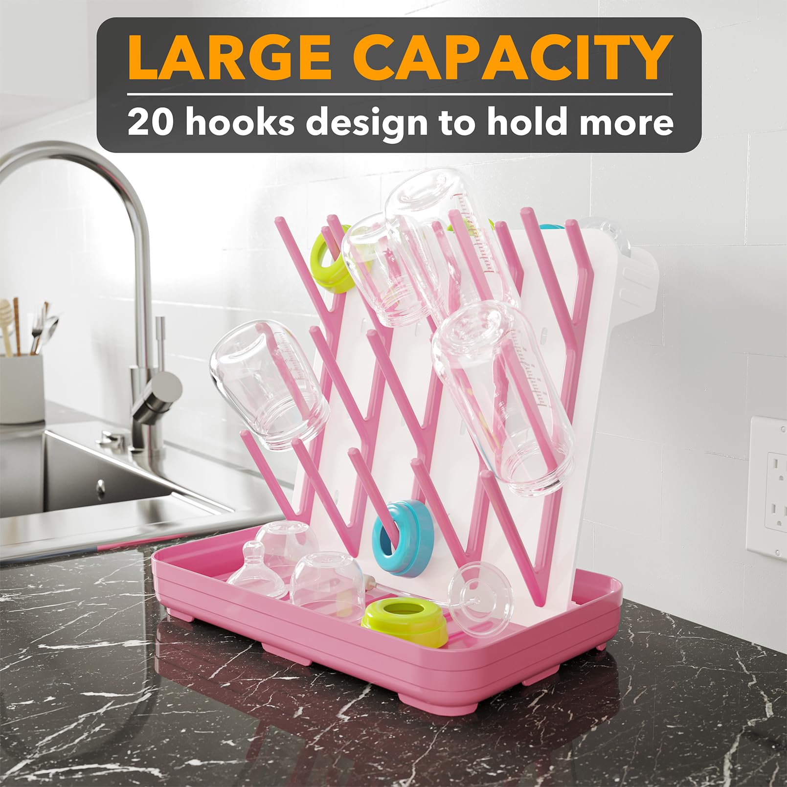 SpaceAid bottle drying rack assembly demonstrates easy setup for busy mornings