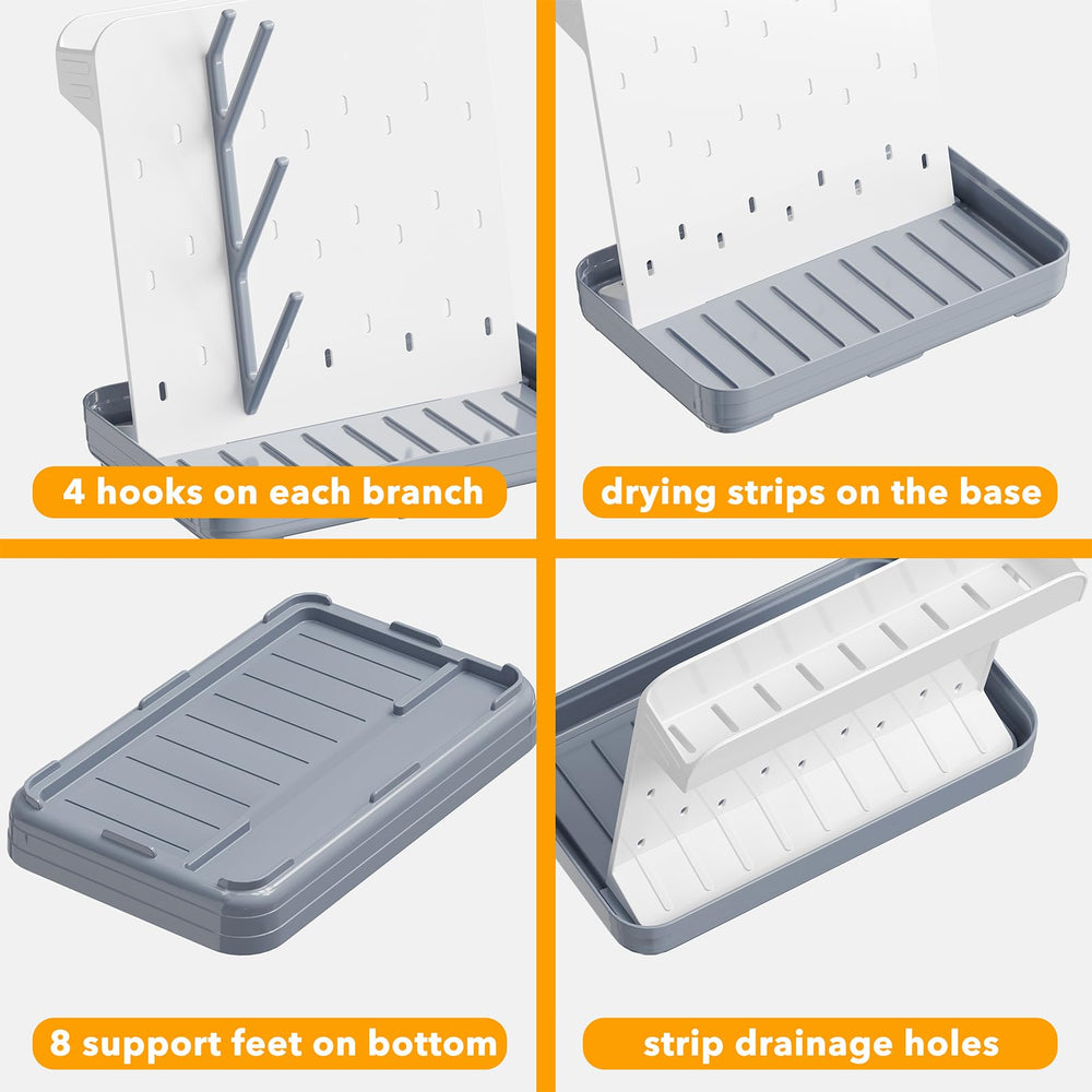SpaceAid compact design saves counter space while drying multiple bottles and accessories