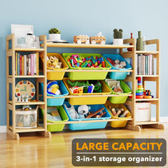 SpaceAid large toy storage colorful bins brighten and organize the play space.