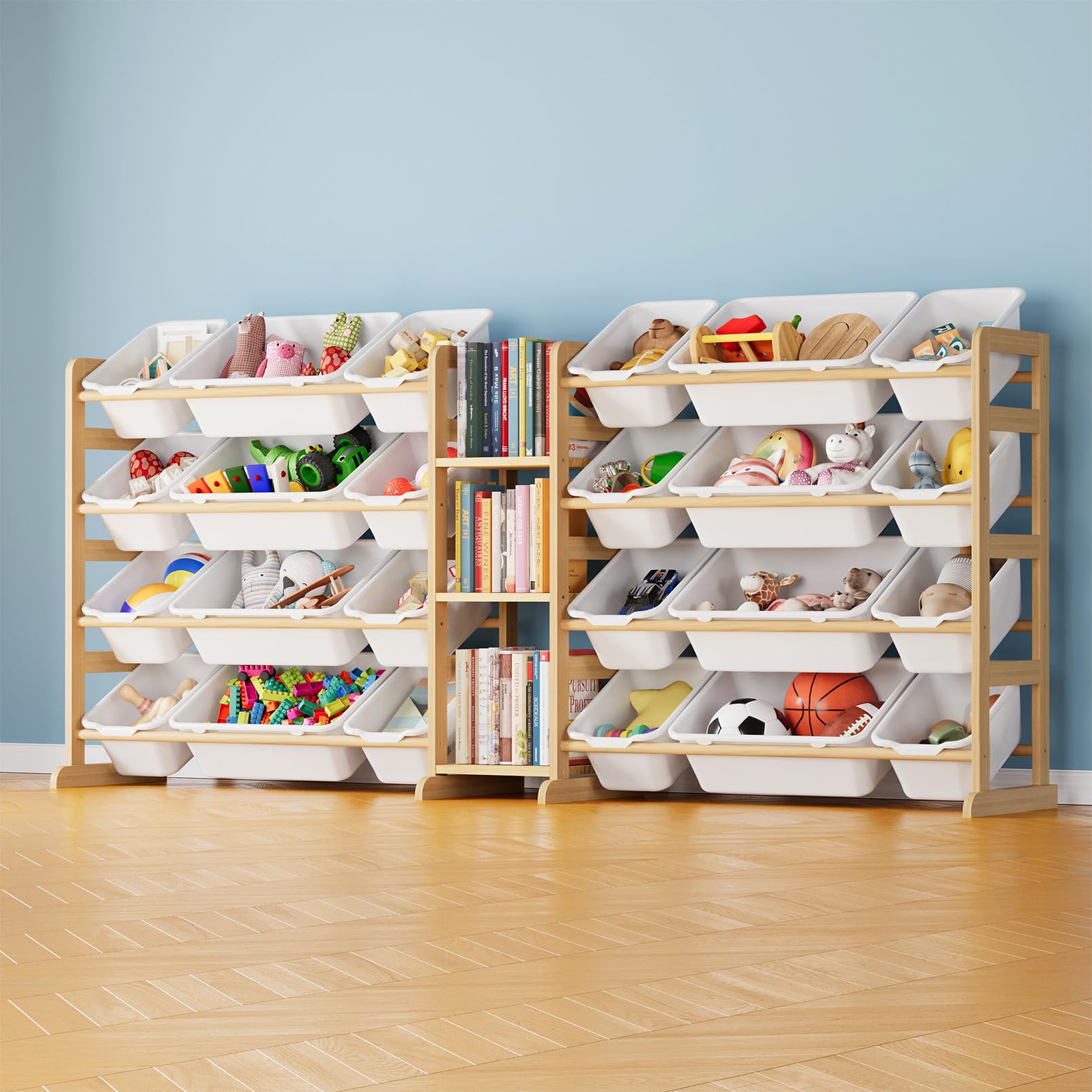 SpaceAid large toy storage organizer with 24 bins and 3 shelves in white for organized play.