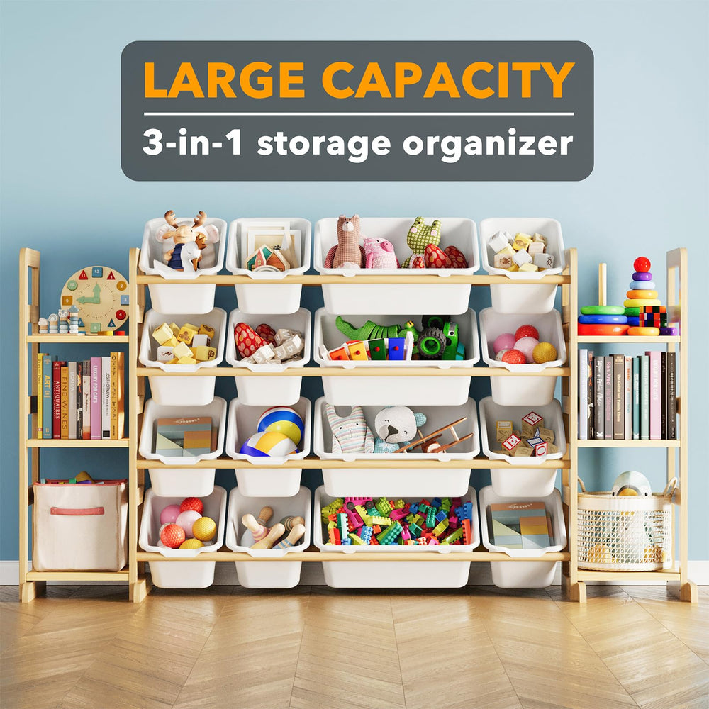 SpaceAid modern pine toy bookcase adds stylish storage and decor.