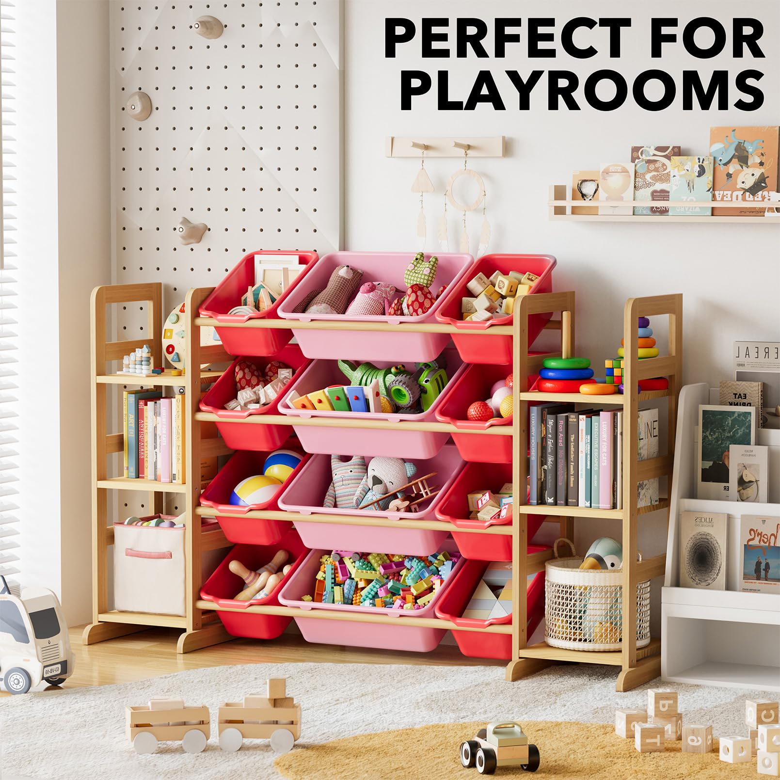 SpaceAid sturdy pine wood frame adds modern, durable storage to any room.