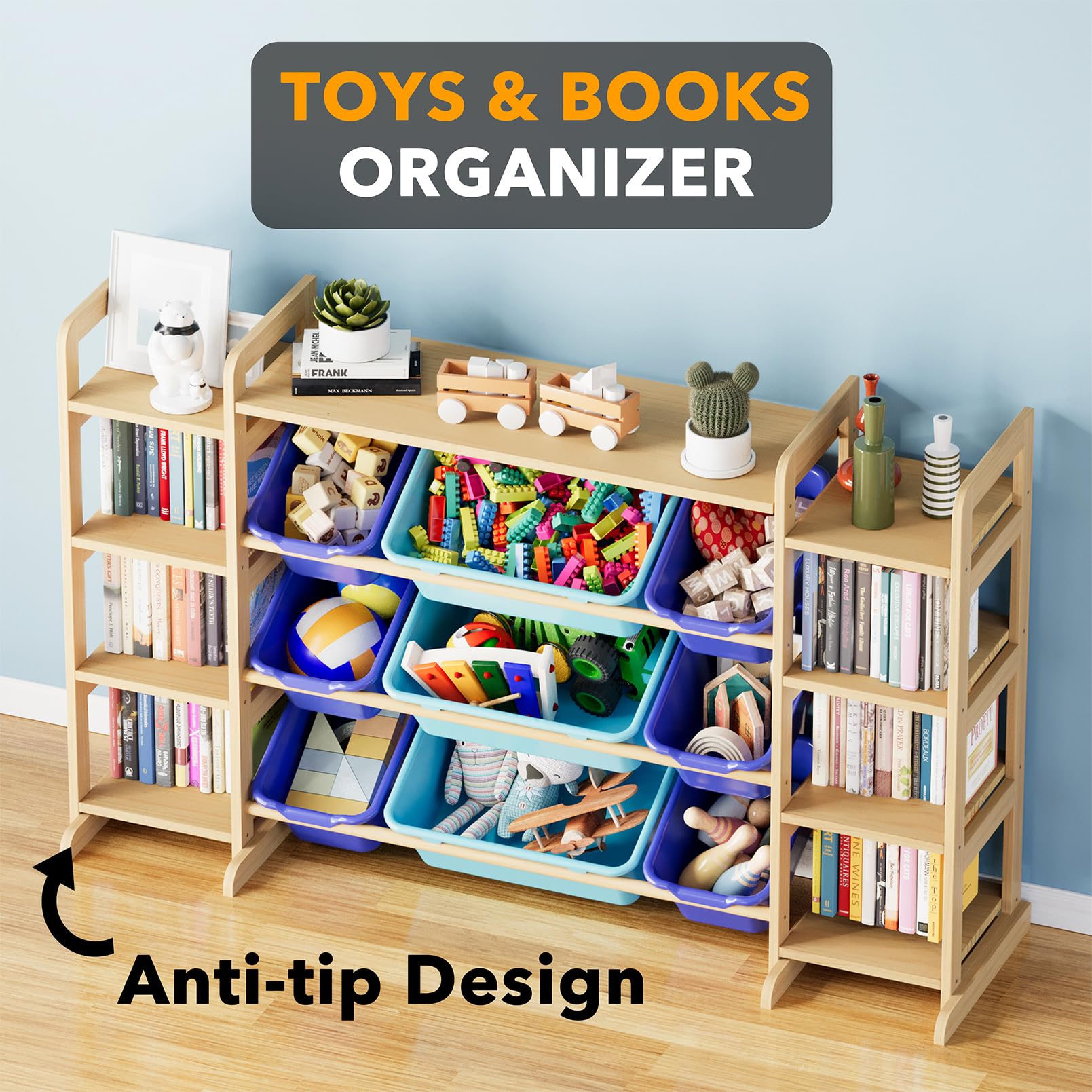 SpaceAid storage unit with smooth rounded edges for safe playroom use.