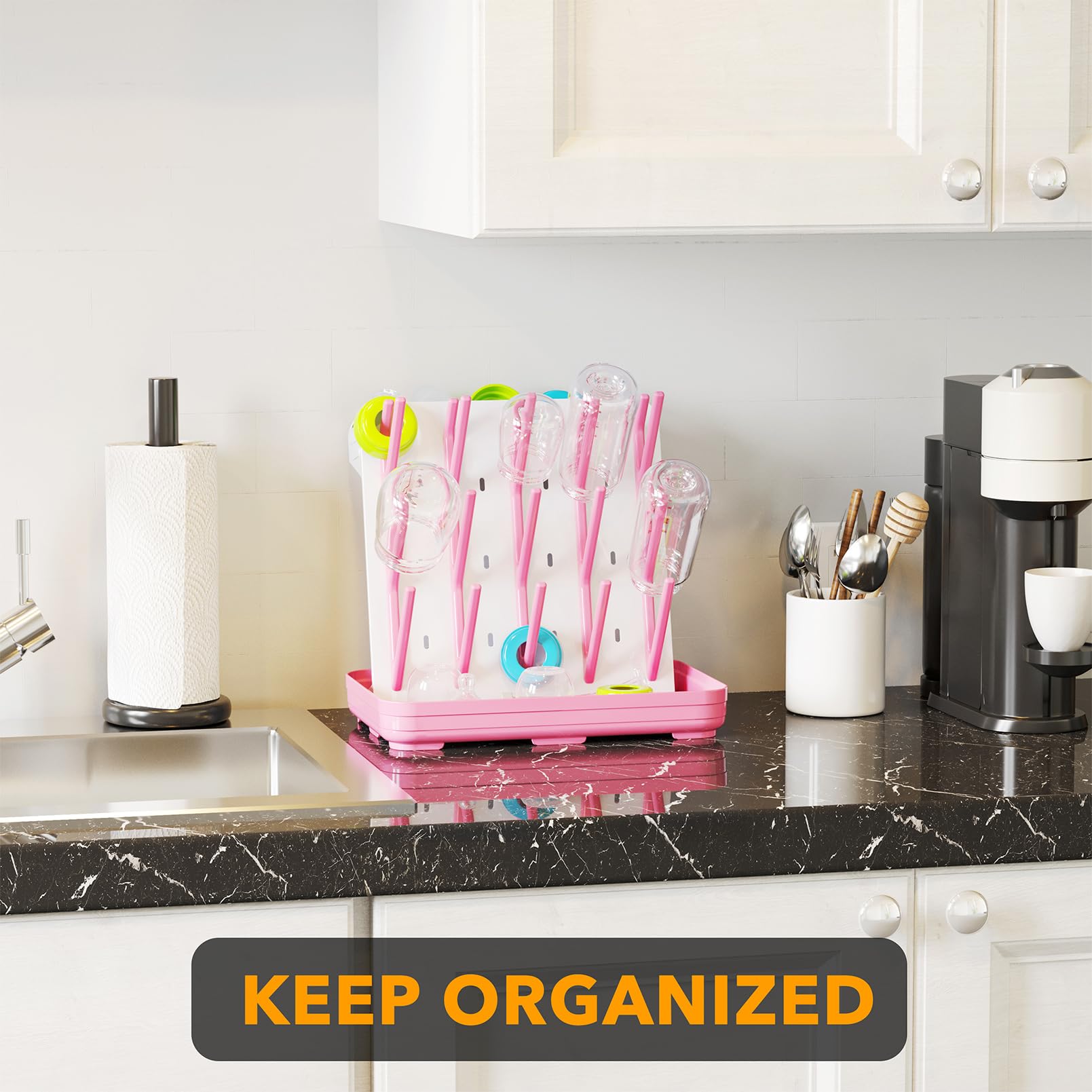 SpaceAid space-saving design keeps counters clear while drying multiple items