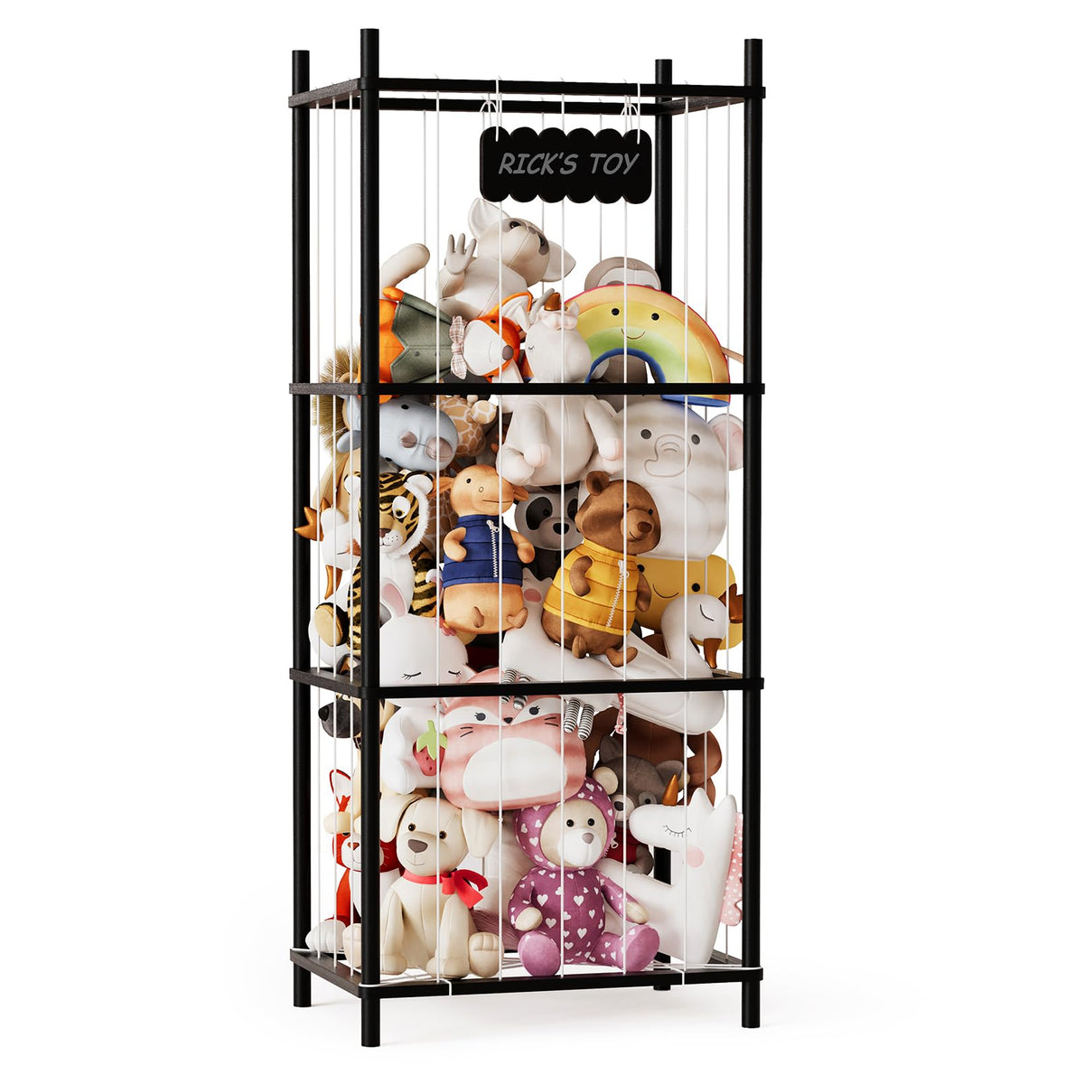 SpaceAid stuffed animal storage organizer assembly view shows easy setup for playrooms.