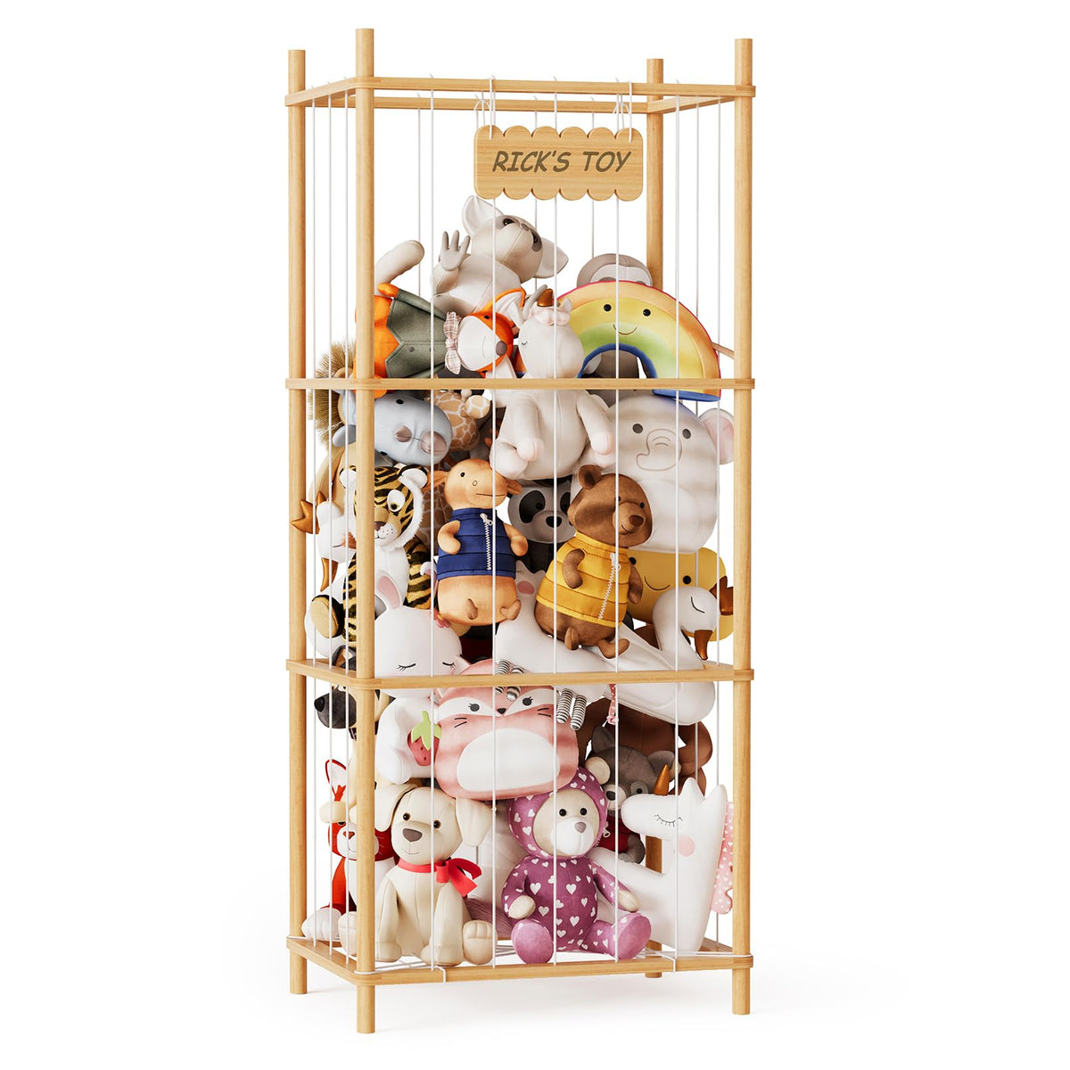 SpaceAid stuffed animal storage organizer front view showing ample capacity for plush toy organization and accessibility