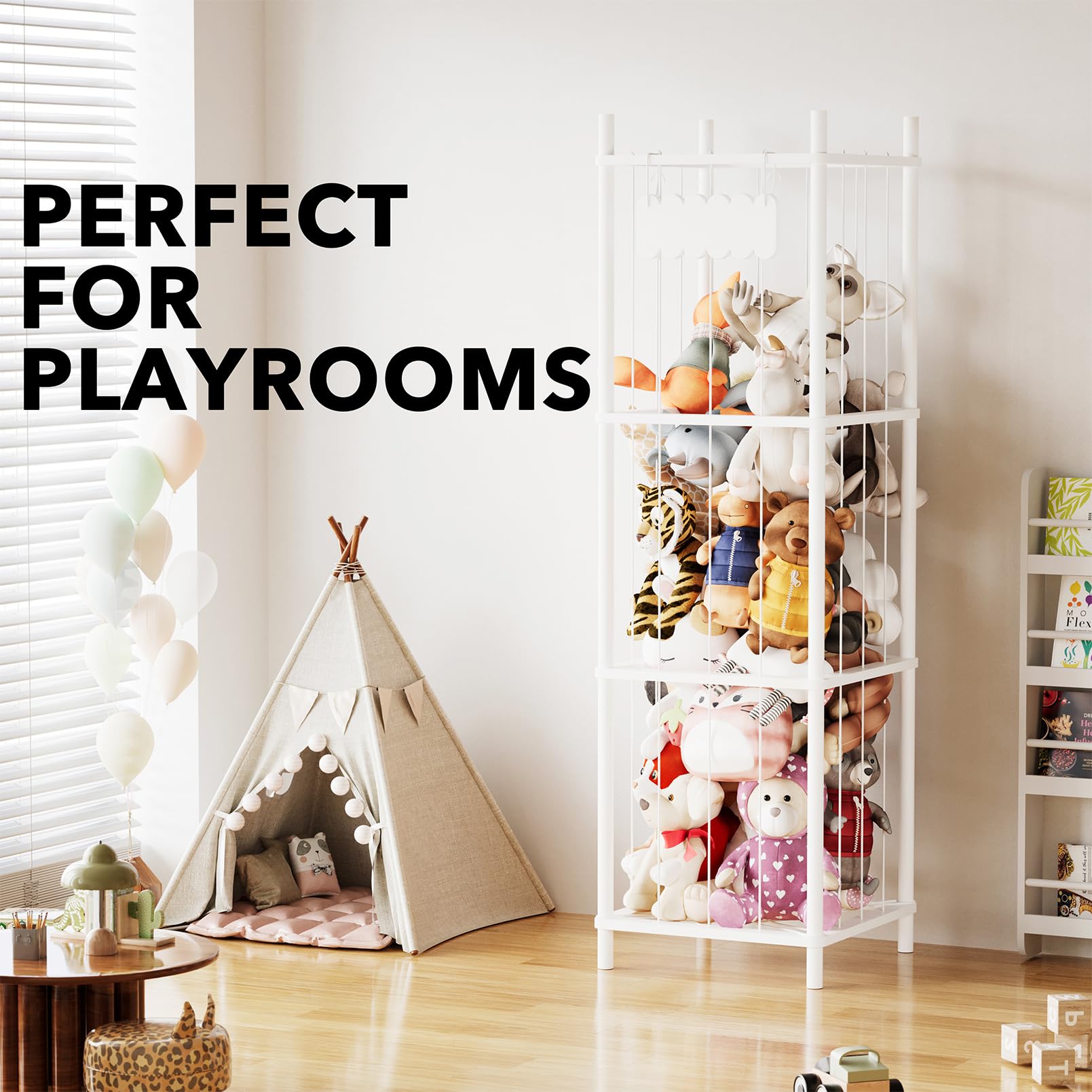 SpaceAid stuffed animal storage organizer scalloped board invites personalization and playful display.