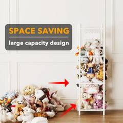 SpaceAid stuffed animal storage organizer tall vertical tower saves floor space while displaying plushies.