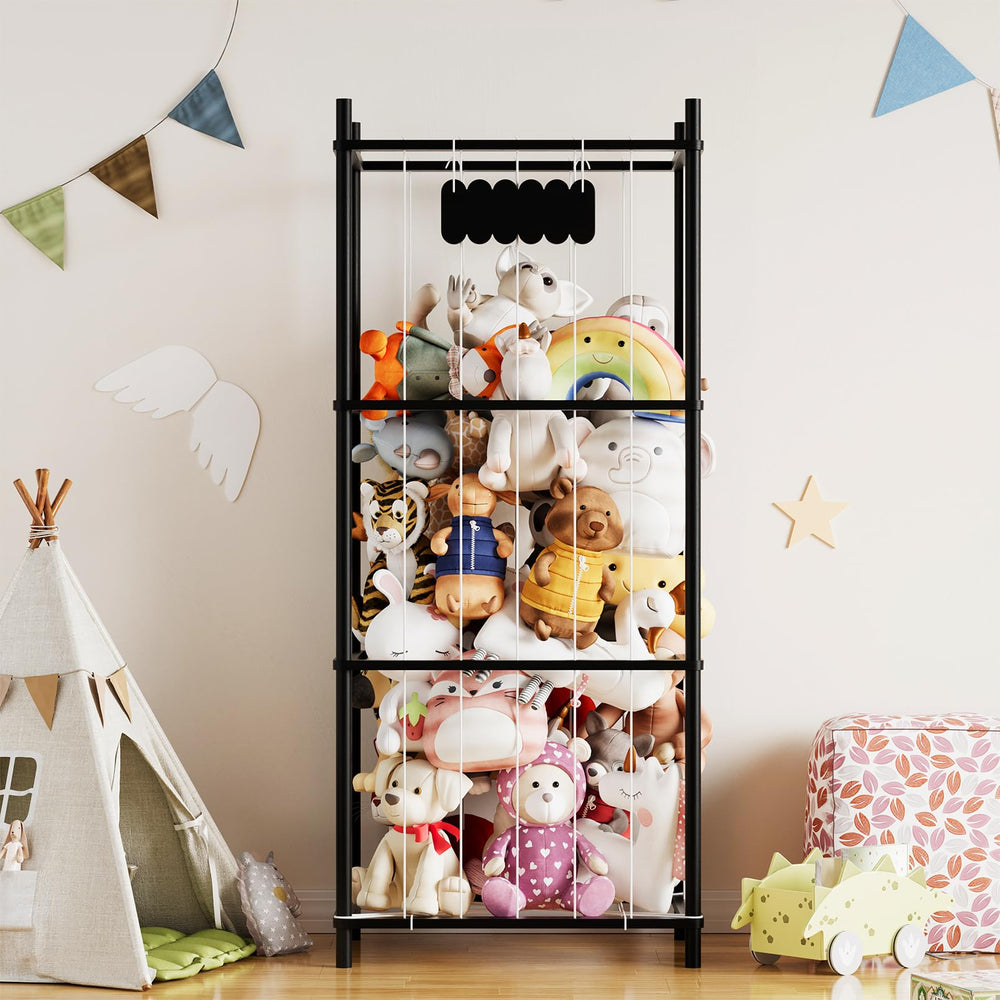 SpaceAid stuffed animal storage organizer vertical design keeps toys off the floor and saves space.