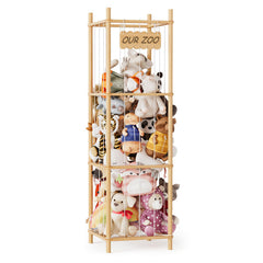 SpaceAid stuffed animal storage organizer wood zoo display shows plush neatly