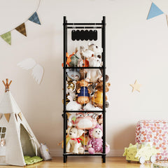 SpaceAid stuffed animal storage vertical design lifts toys off the floor for neat display.