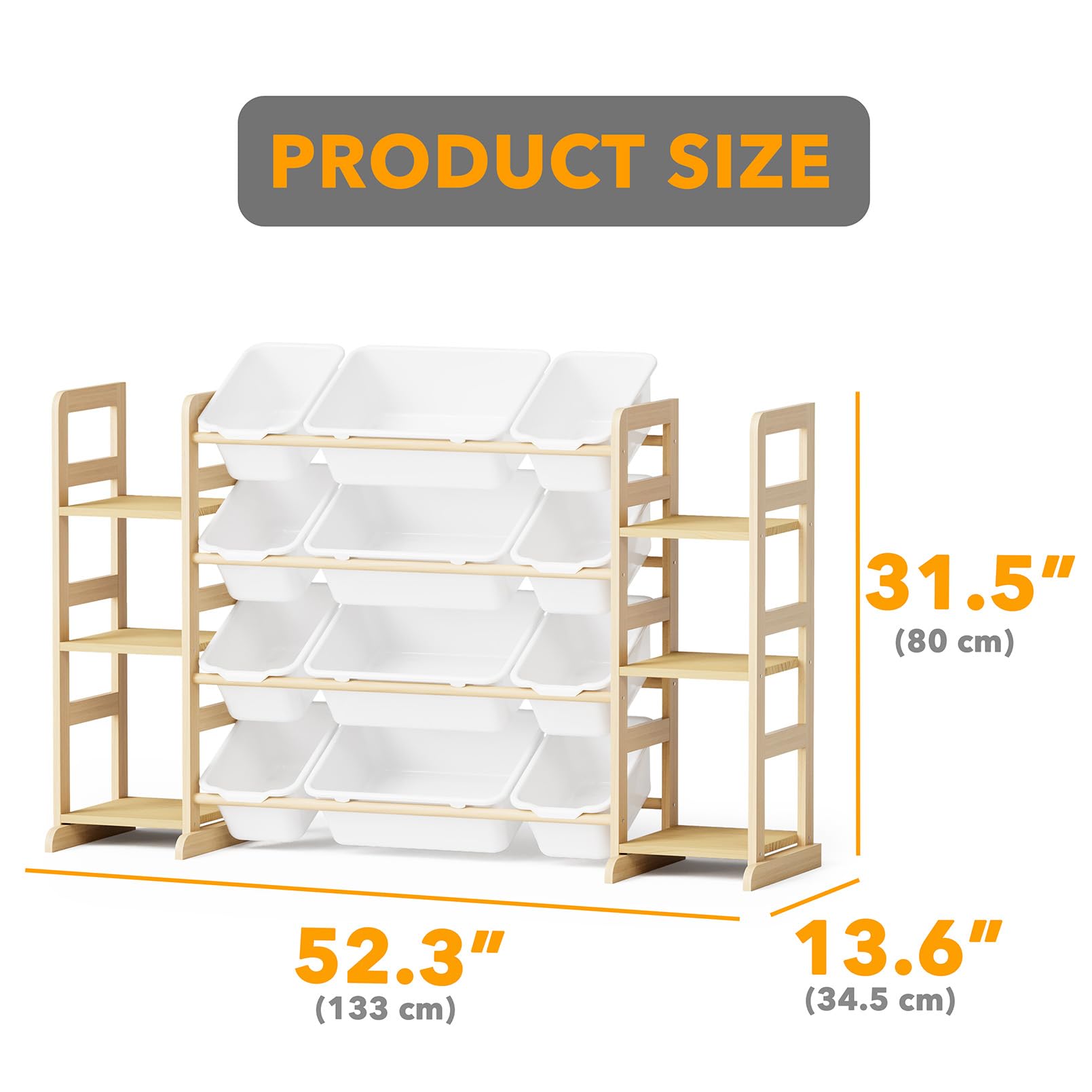 SpaceAid toy storage 12 bins provides versatile storage for toys and books.