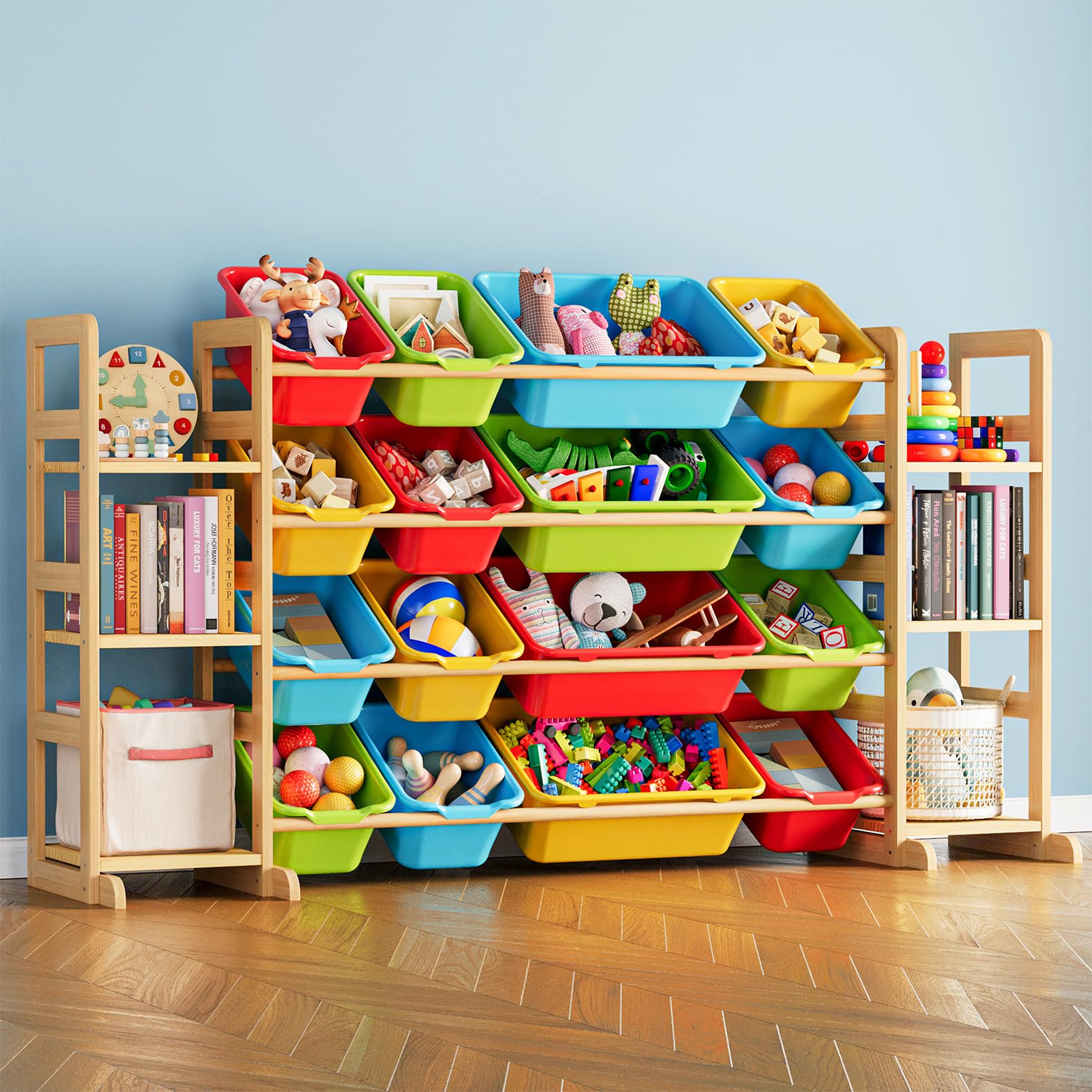 SpaceAid six-shelf toy storage organizer keeps playroom clutter under control