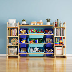 SpaceAid toy storage organizer assembled in blue and navy for neat bedrooms.