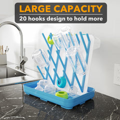 SpaceAid vertical bottle holder dries multiple bottle sizes on a compact countertop.