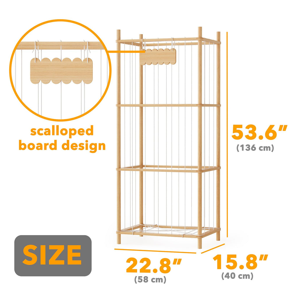 SpaceAid vertical space-saving design shows tall organizer lifting toys off the floor