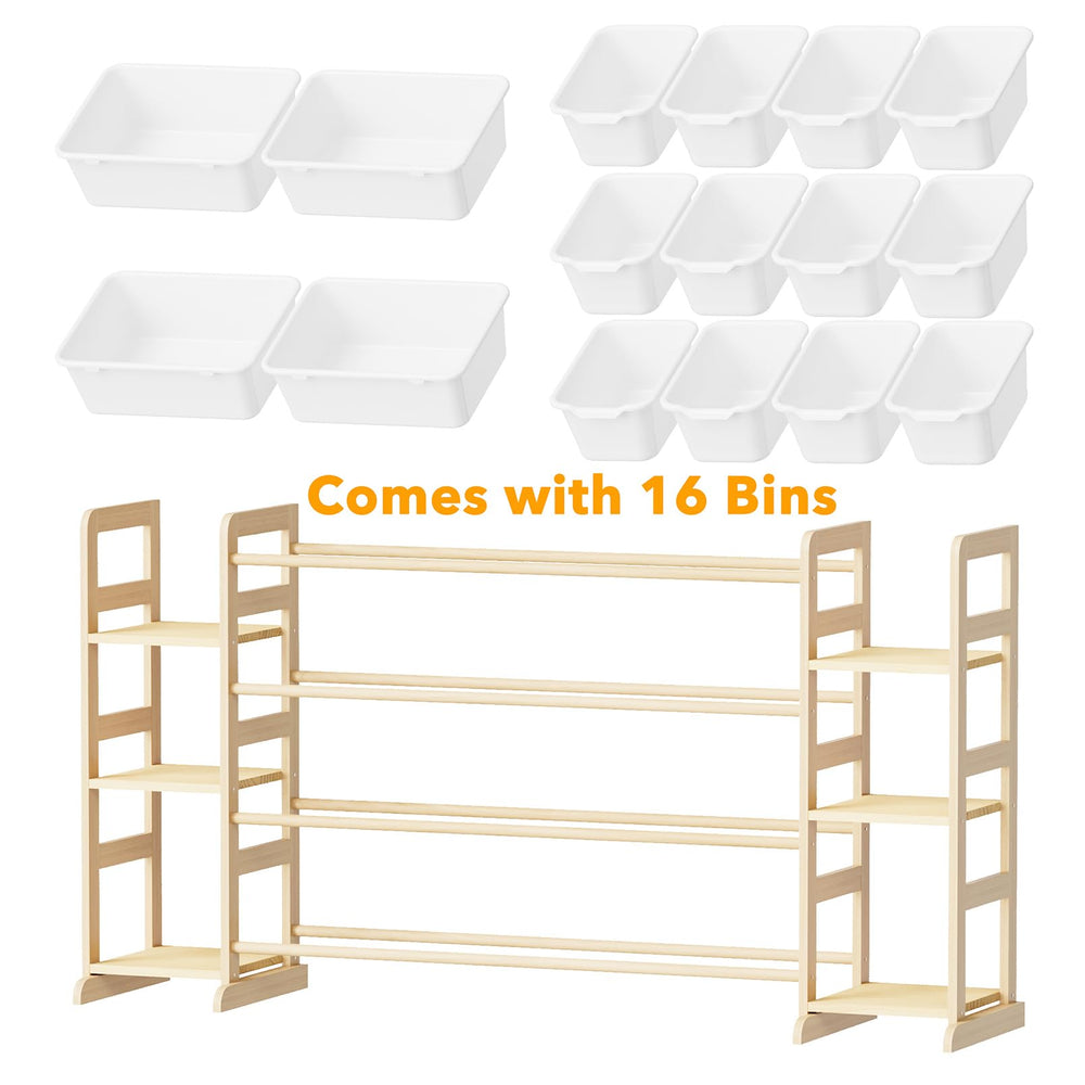 SpaceAid white toy storage unit complements nursery and playroom decor.