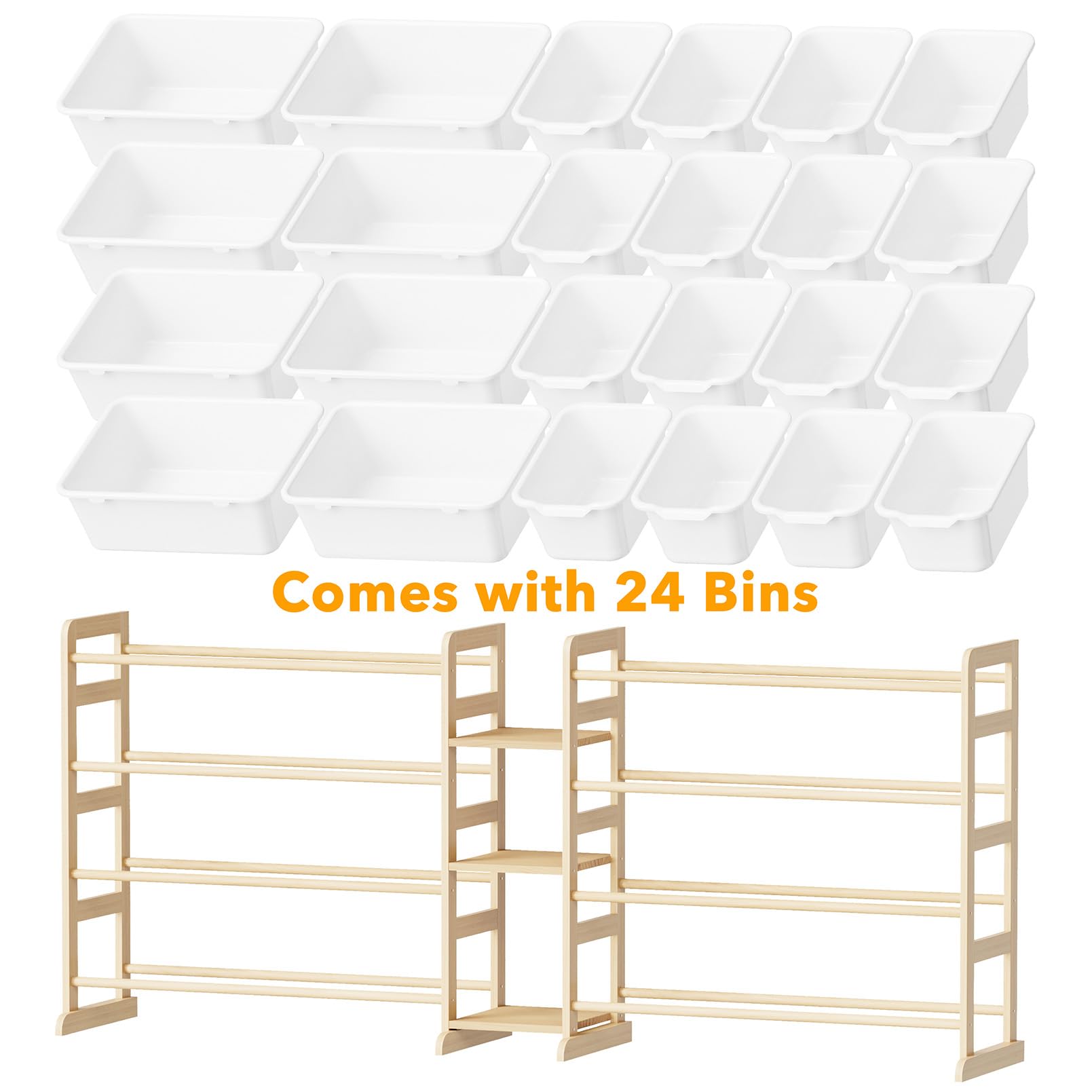 SpaceAid white finish blends with bedroom decor while keeping toys organized and accessible.
