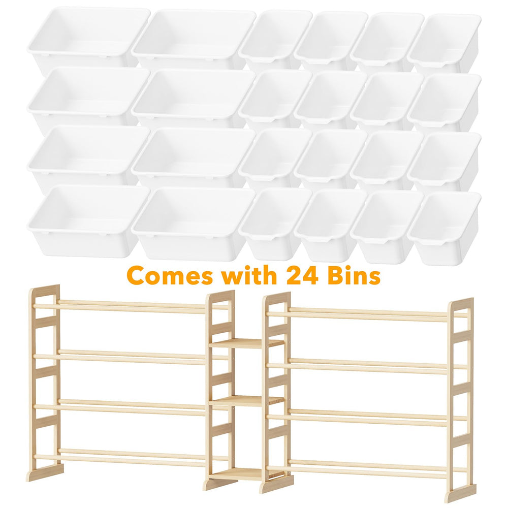 SpaceAid white finish blends with bedroom decor while keeping toys organized and accessible.