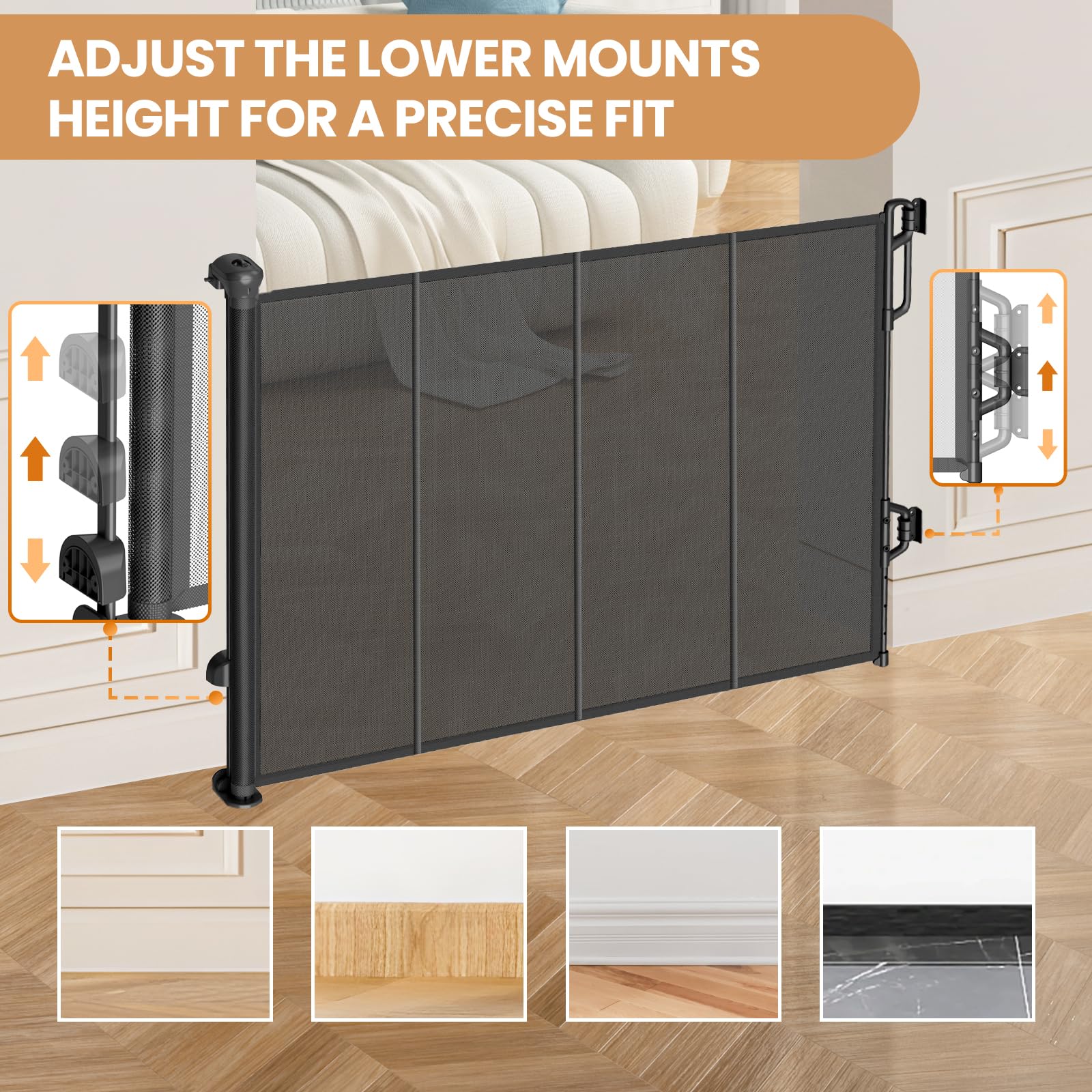 Spaceany gate adjustable mounts on wall ensure simple installation on various surfaces.