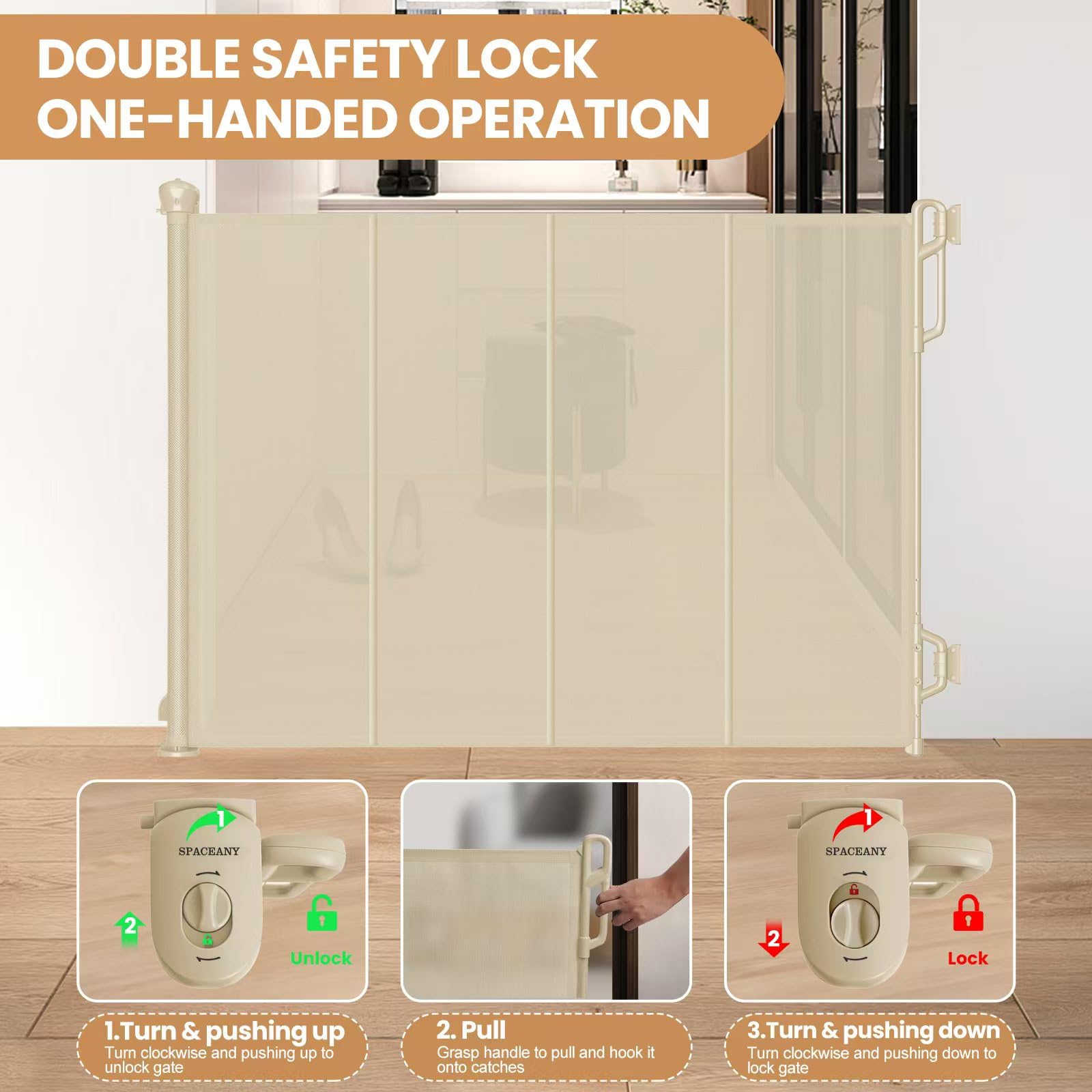 Spaceany gate suitable for indoor and outdoor use across home spaces.