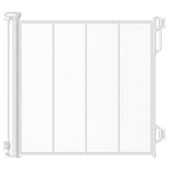 Spaceany reinforced retractable baby gate closed shows a sturdy barrier for stairs and doorways.