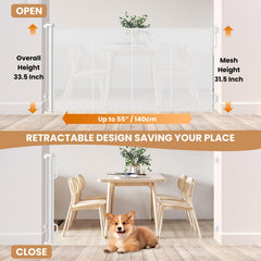 Spaceany reinforced retractable baby gate extended demonstrates wide coverage for larger openings.