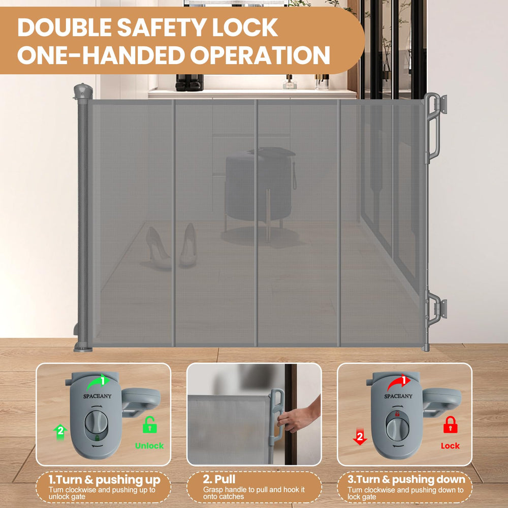 Spaceany reinforced retractable gate doorway setup for easy safety in busy homes