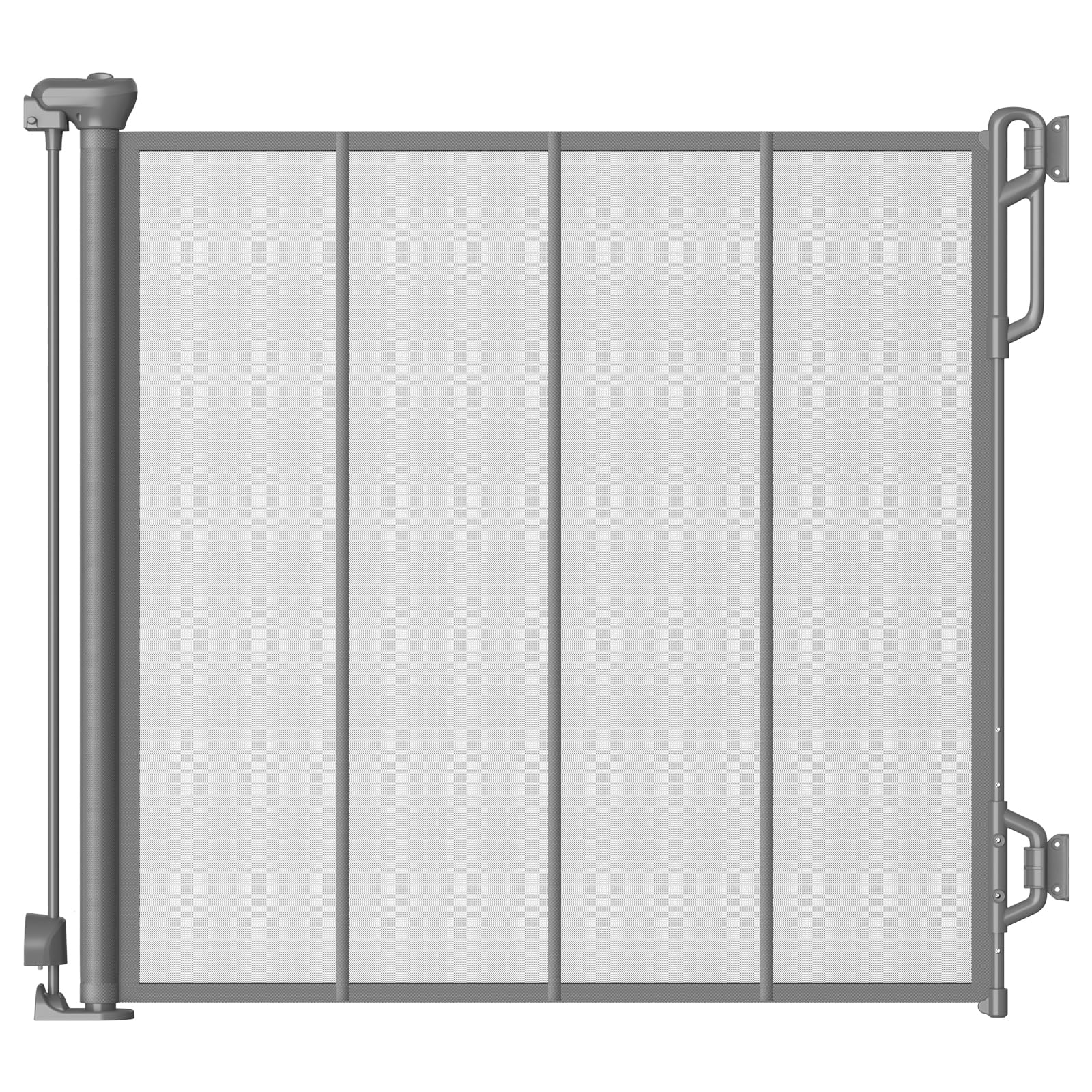 Spaceany reinforced retractable gate extended to fit wide openings for flexible safety