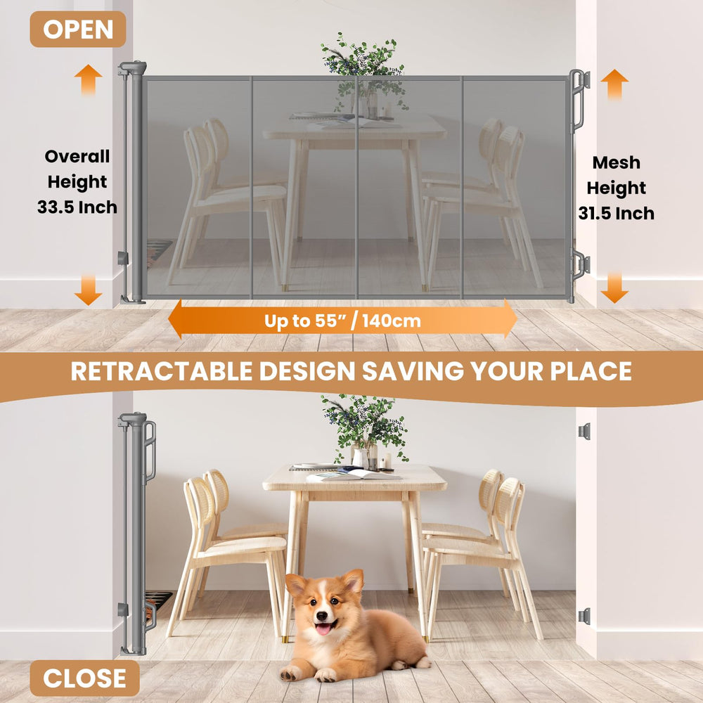 Spaceany reinforced retractable gate locked with one-hand operation for quick control