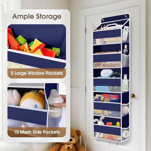 SpaceHacks 5-tier pocket system blue demonstrates space-maximizing vertical storage