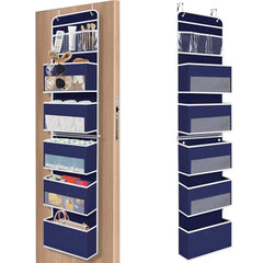 SpaceHacks 6-Tier Over-The-Door Organizer shows clear pockets for fast item retrieval