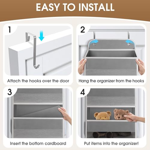 SpaceHacks door-organizer pockets closeup highlights five roomy pockets for clutter-free storage