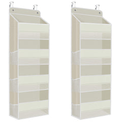 SpaceHacks over-the-door organizer beige front view with roomy pockets for quick-access items