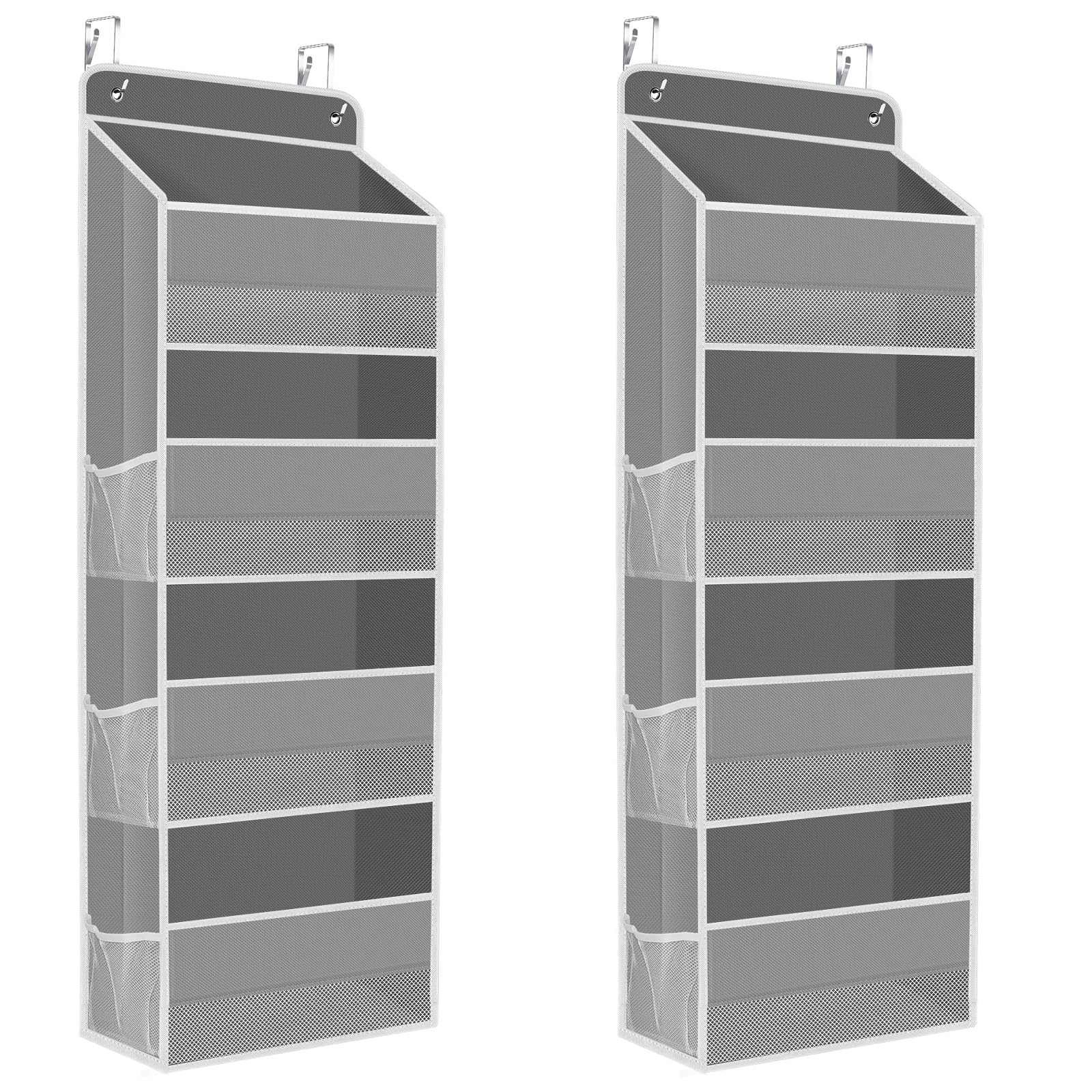 SpaceHacks over-the-door organizer front view with clear pockets for quick pantry access