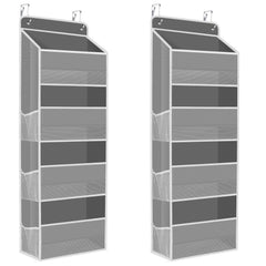 SpaceHacks over-the-door organizer front view with clear pockets for quick pantry access