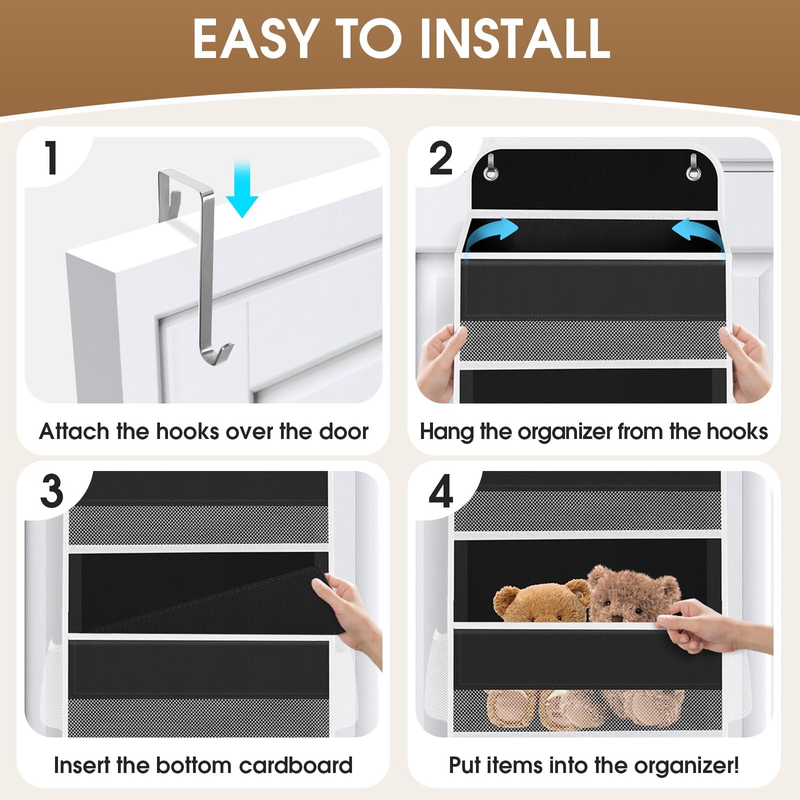 SpaceHacks door-organizer mesh pockets close-up demonstrates breathable storage and easy visibility.