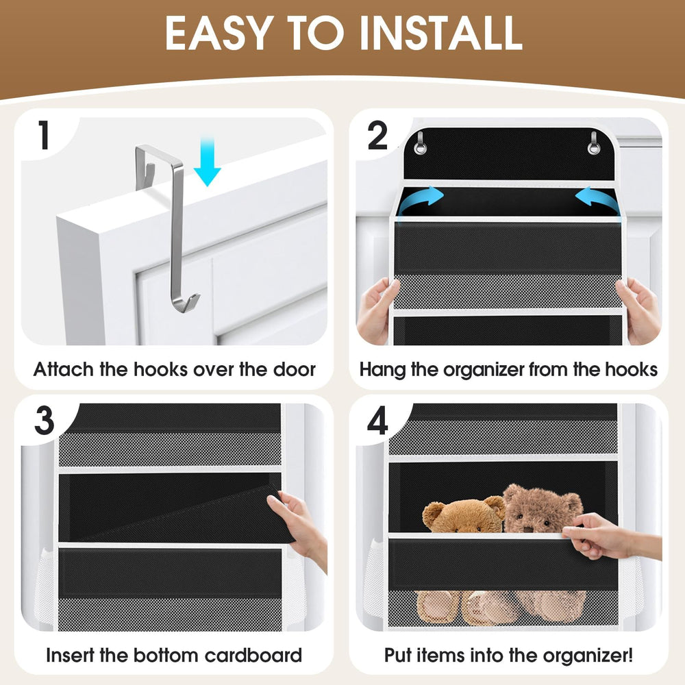 SpaceHacks door-organizer mesh pockets close-up demonstrates breathable storage and easy visibility.