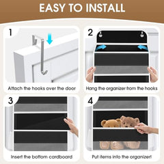 SpaceHacks 40lb-capacity organizer keeps items secure behind a door in busy homes.