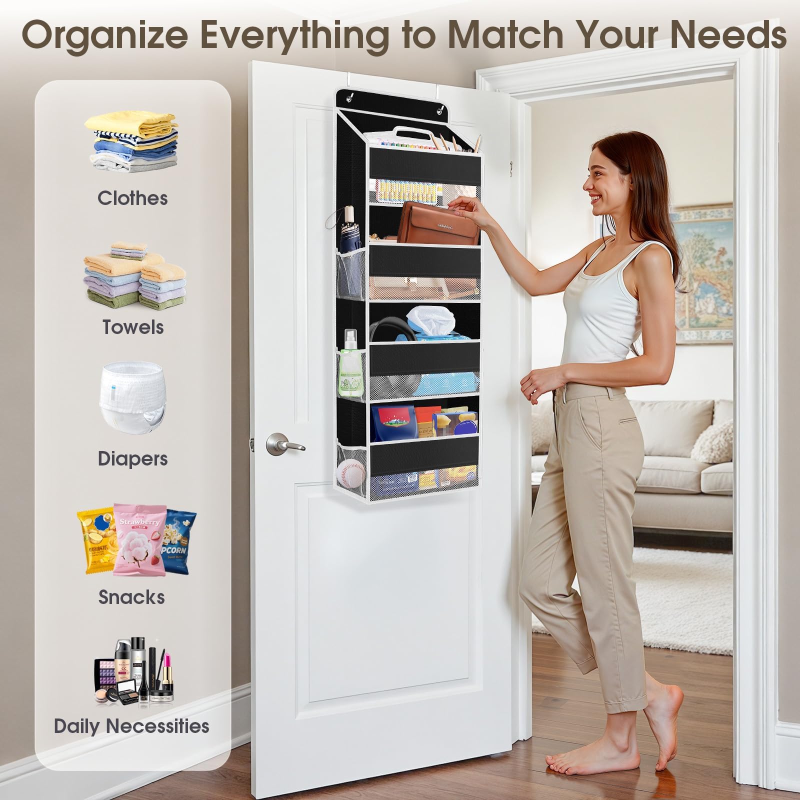 SpaceHacks pantry-use over-the-door organizer illustrating compact kitchen storage.