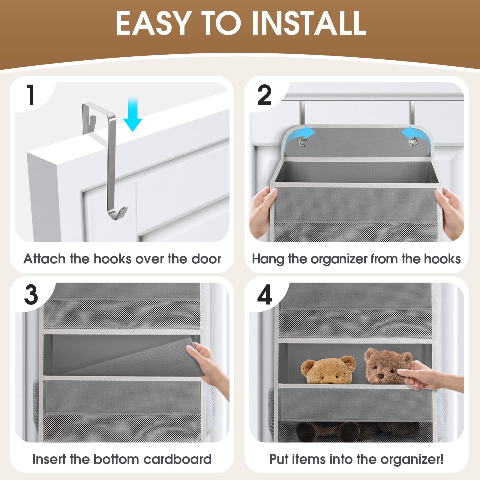 SpaceHacks two-pack door organizer side view emphasizes sturdy, space-saving storage