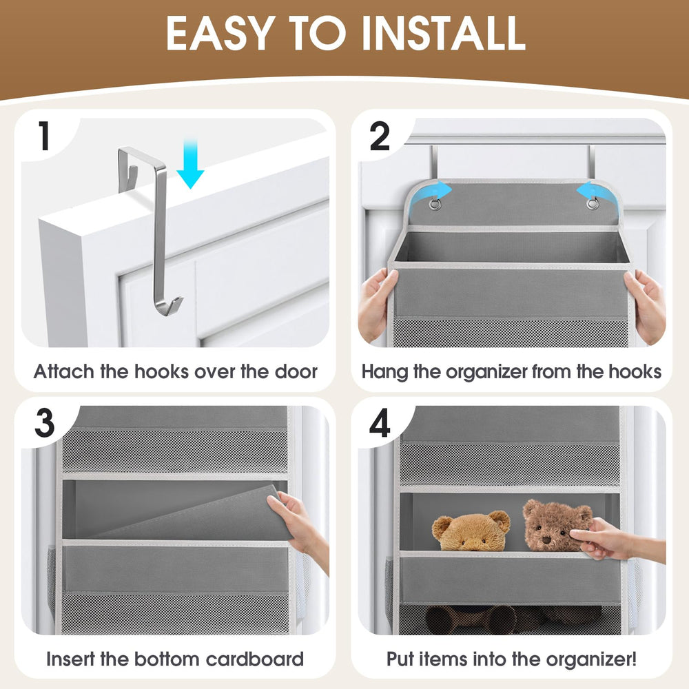 SpaceHacks two-pack door organizer side view emphasizes sturdy, space-saving storage