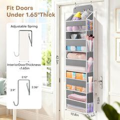 SpaceWhisper Over the Door Organizer side mesh pockets keep toiletries or baby items visible.