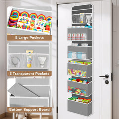SpaceWhisper Over-the-Door Organizer diaper-towel-storage illustrates practical nursery setup with easy access