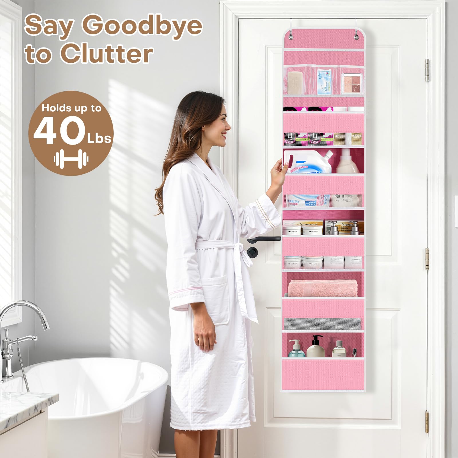 SpaceWhisper pantry kitchen space-saving pink organizer keeps snacks within reach