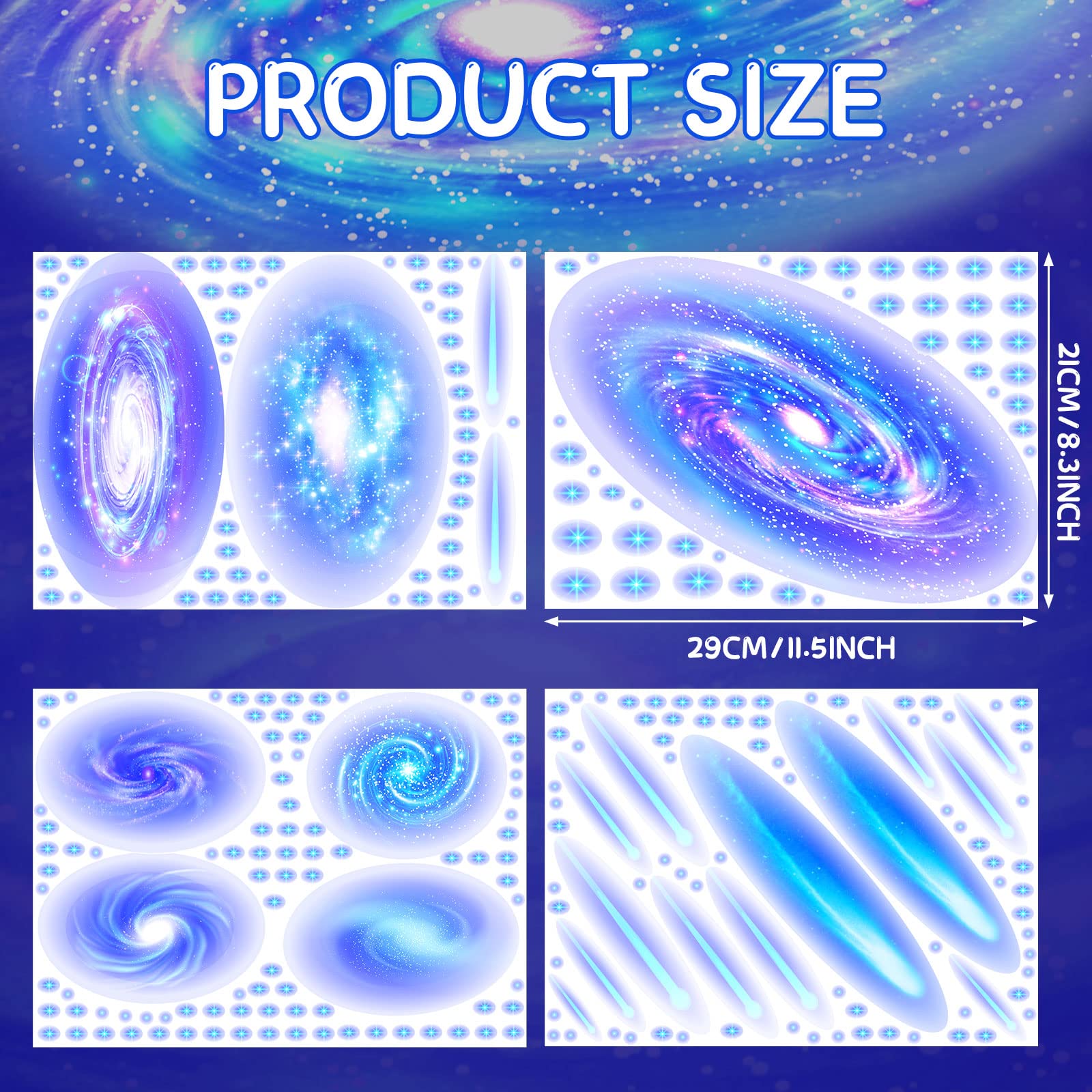 Spakon glow-in-the-dark stars sheets 2 highlight planet decals for ceiling decor and dreamy night sky.
