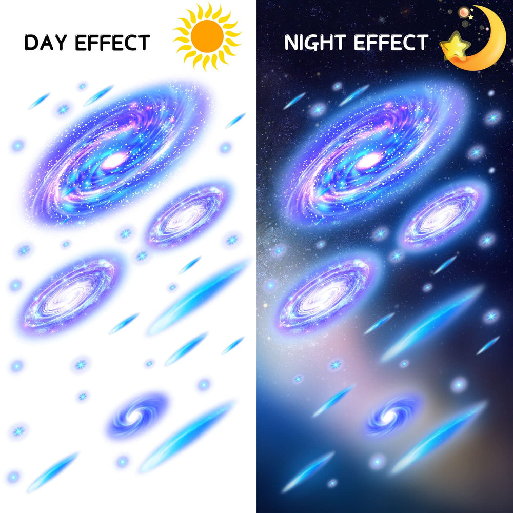 Spakon glow-in-the-dark stars sheets 3 display luminous space stickers for playroom imagination.