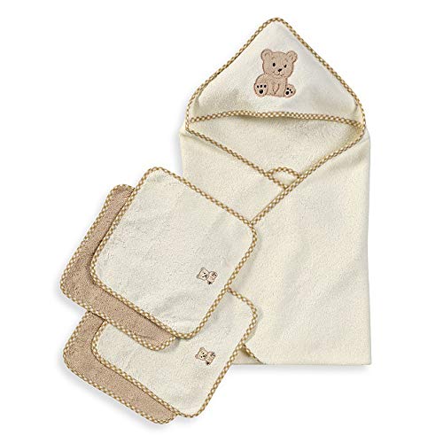 Spasilk bath set packaging conveys a convenient, gift-ready newborn gift.